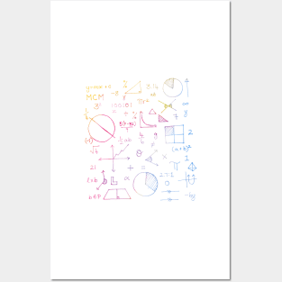 Math formulae (white) Posters and Art